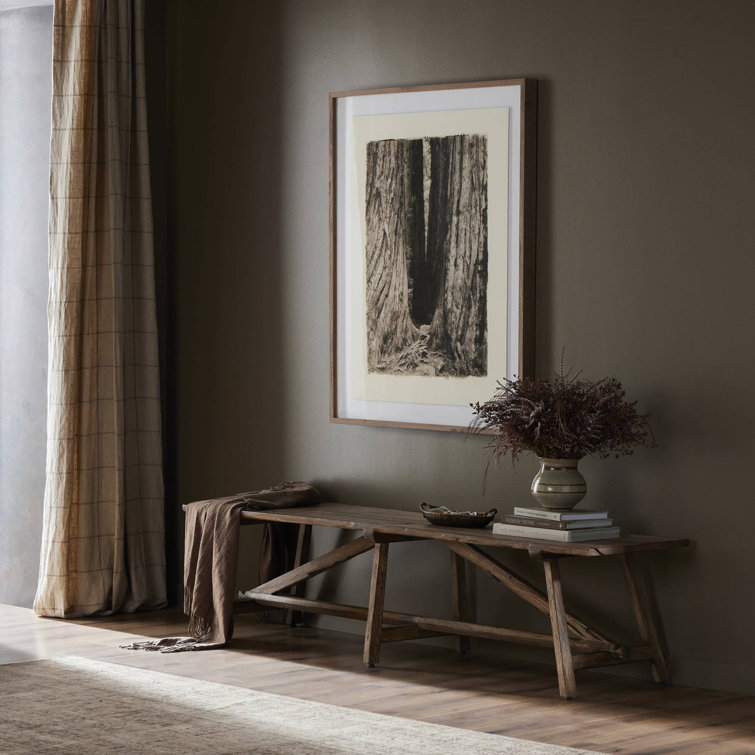 Burnt Bleached Oak 78'' Wide Bench with Squared Legs