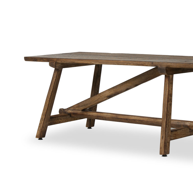 Burnt Bleached Oak 78'' Wide Bench with Squared Legs