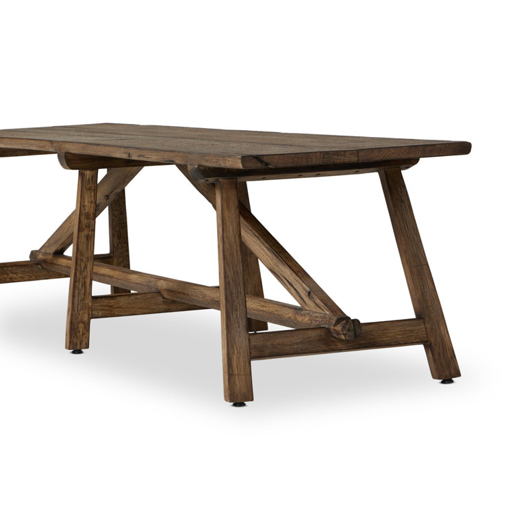 Burnt Bleached Oak 78'' Wide Bench with Squared Legs