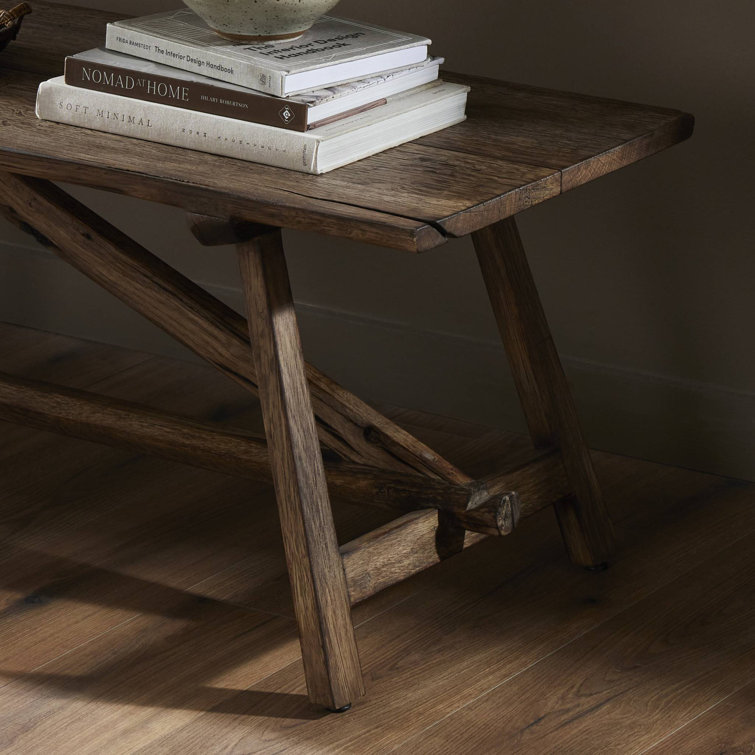 Burnt Bleached Oak 78'' Wide Bench with Squared Legs