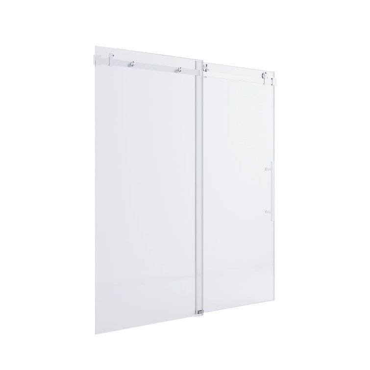 60'' W x 76'' H Brushed Nickel Frameless Sliding Shower Door