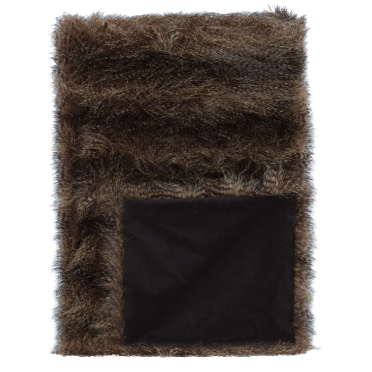 Naya 53" x 80" Faux Fur and Cotton Throw Blanket
