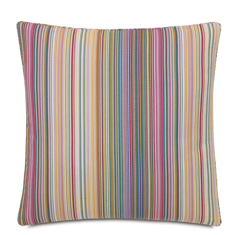 Multicolor Striped Synthetic Square Throw Pillow with Polyester Insert