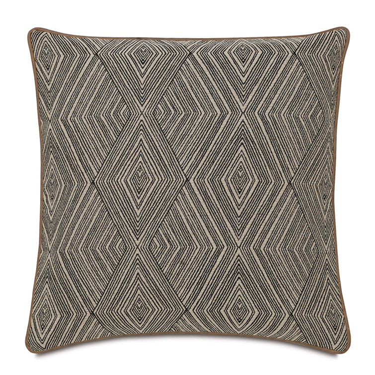 Naya Geometric Black and Beige Polyester Throw Pillow