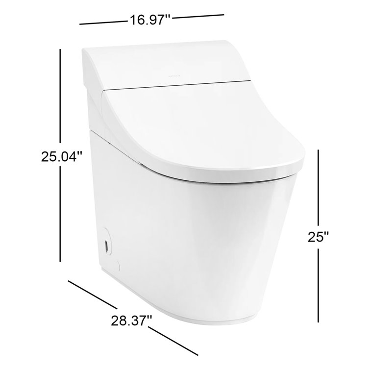 White Elongated One-Piece Smart Toilet with Dual Flush