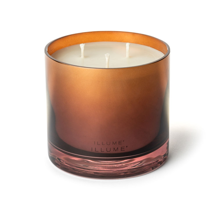 Amber Glass Scented Soy Candle with Tobacco Leaf and Cashmere Musk