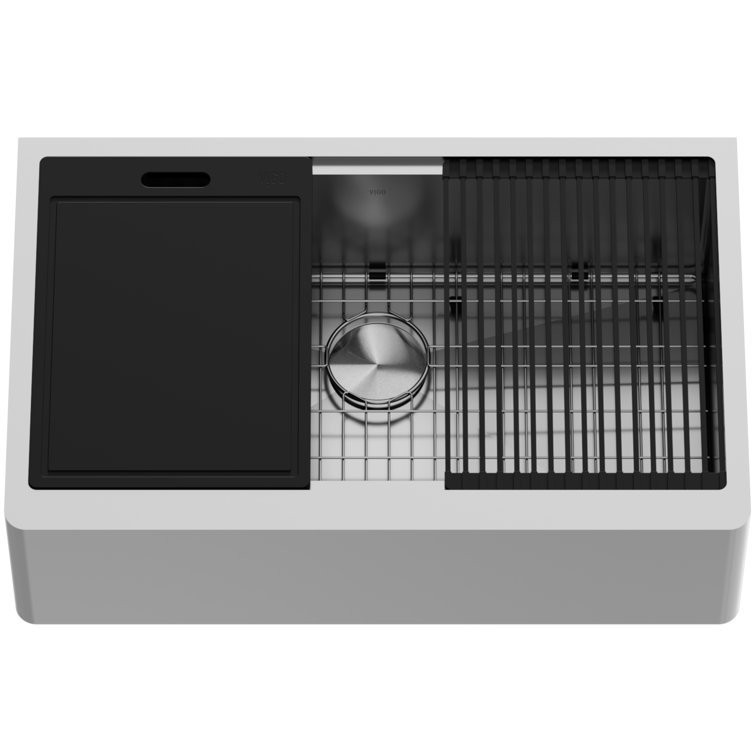Oxford 33" Stainless Steel Farmhouse Single Bowl Kitchen Sink Workstation