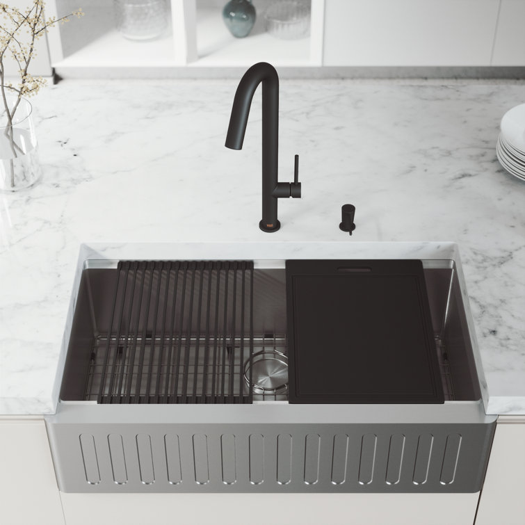 Oxford 36" Stainless Steel Farmhouse Kitchen Sink with Accessories