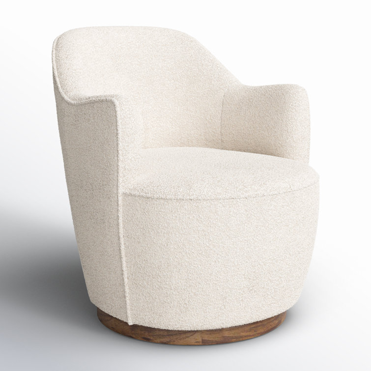 Knoll Natural Barrel Leather Swivel Chair with Wooden Base