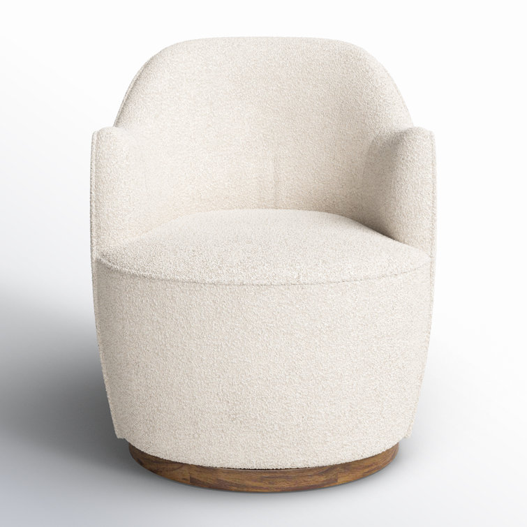 Knoll Natural Barrel Leather Swivel Chair with Wooden Base