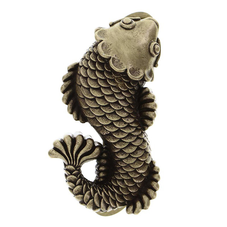 Antique Nickel Koi Fish Door Knocker with Handle