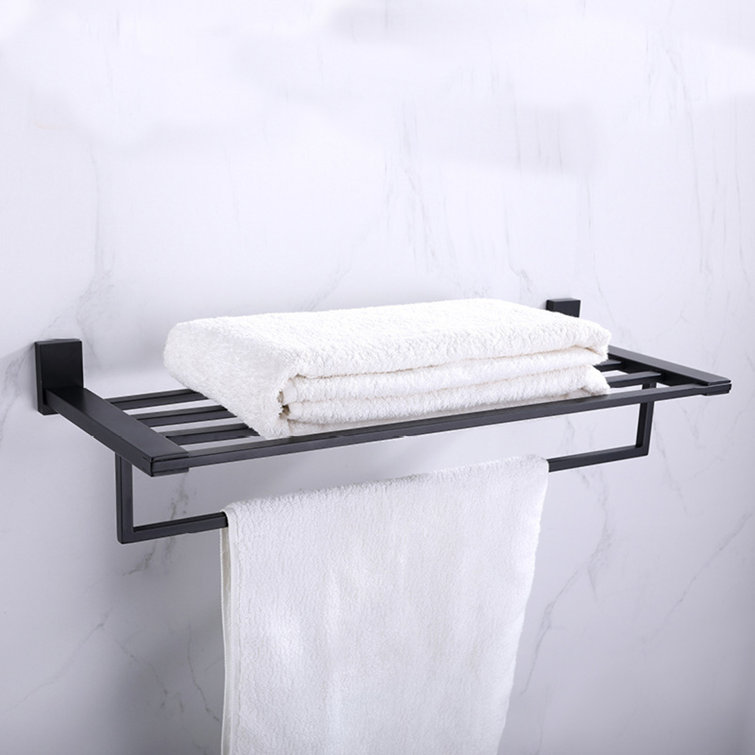Matte Black Steel Wall Mounted Double Towel Rack