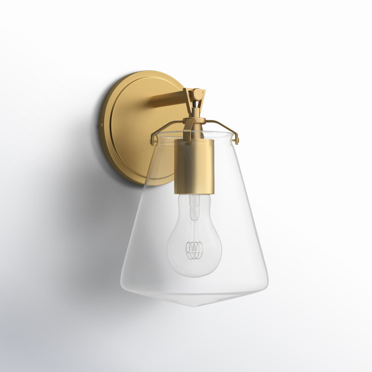 Luxe Gold Single Light Cone Glass Sconce