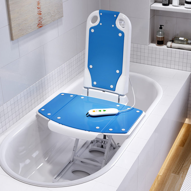 Blue and White Foldable Electric Chair Lift with Arm Rest