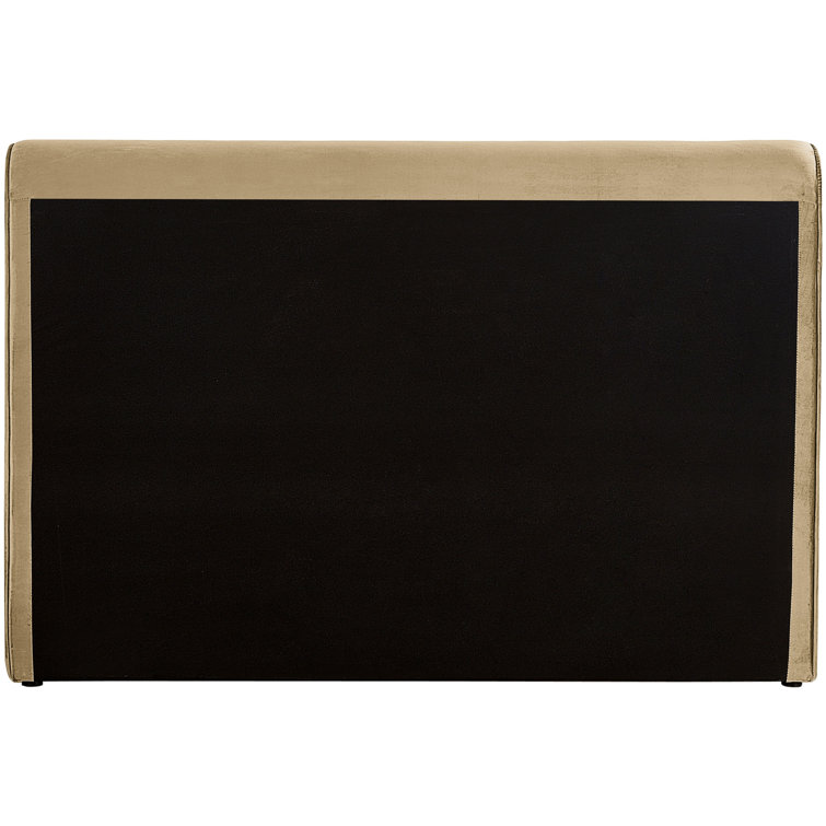 Camel Velvet Upholstered Queen Bed with Headboard