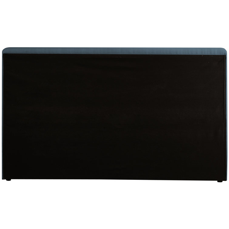Navy Linen Upholstered Queen Platform Bed with Headboard