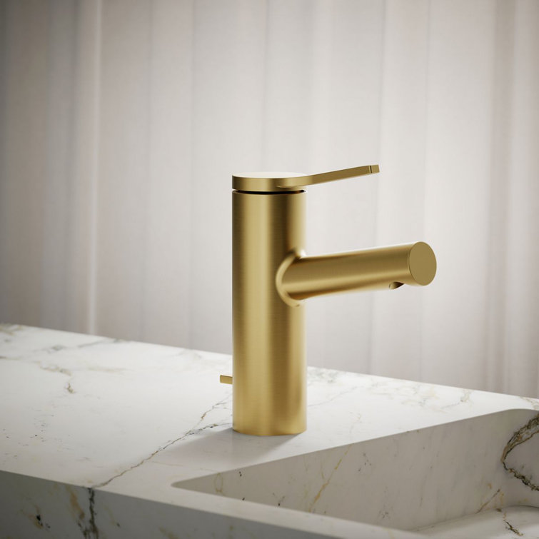 Vibrant Brushed Moderne Brass Single-Handle Bathroom Faucet
