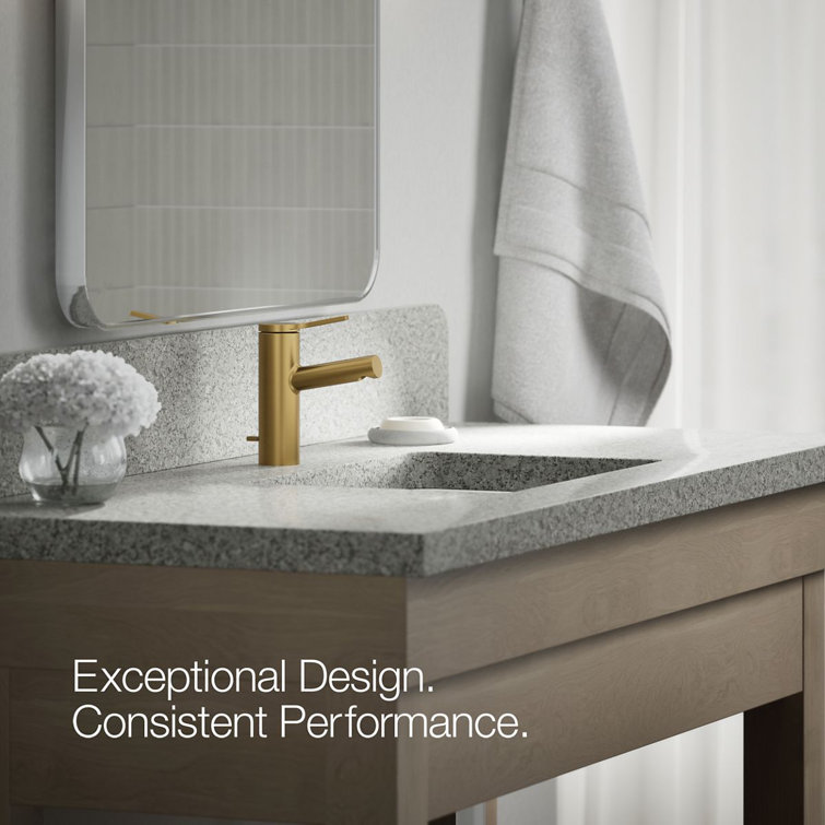 Vibrant Brushed Moderne Brass Single-Handle Bathroom Faucet