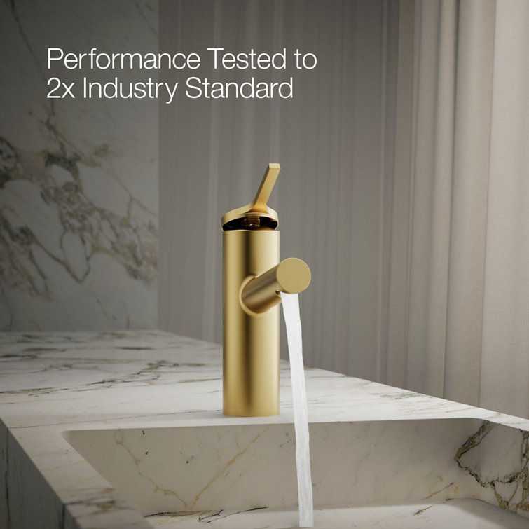 Vibrant Brushed Moderne Brass Single-Handle Bathroom Faucet