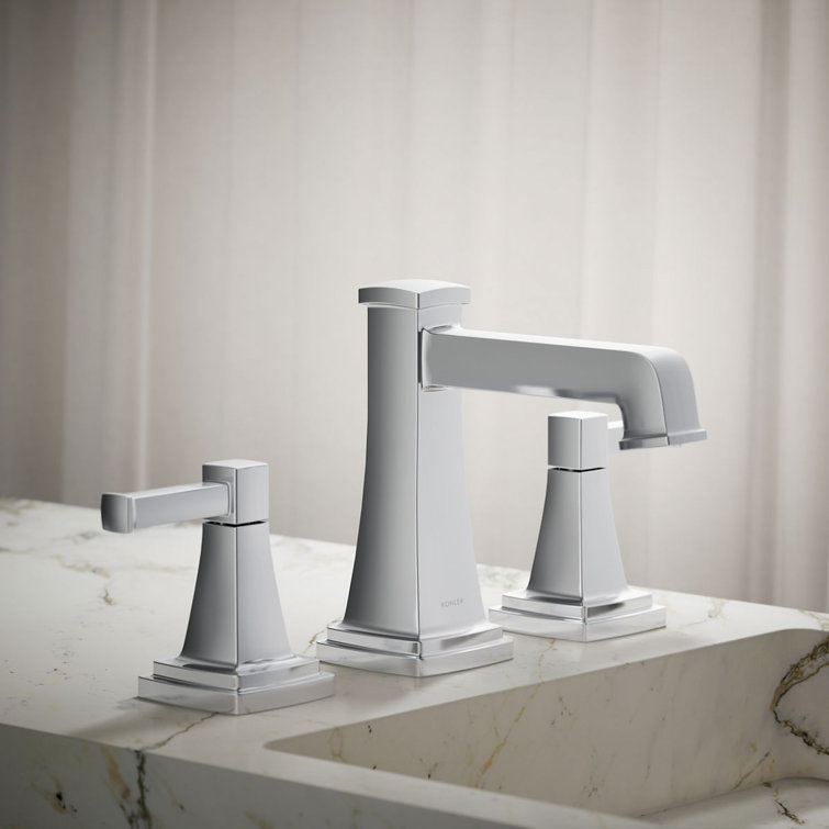 Polished Chrome Widespread Bathroom Sink Faucet with Lever Handles