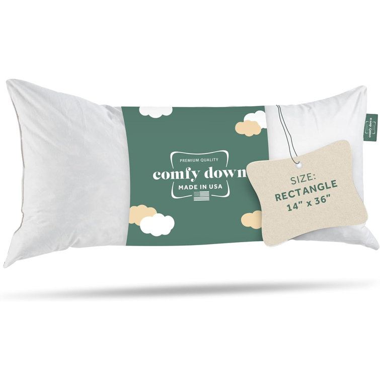 Modern Cotton Rectangular Feather-Filled Throw Pillow, 36"L x 14"W