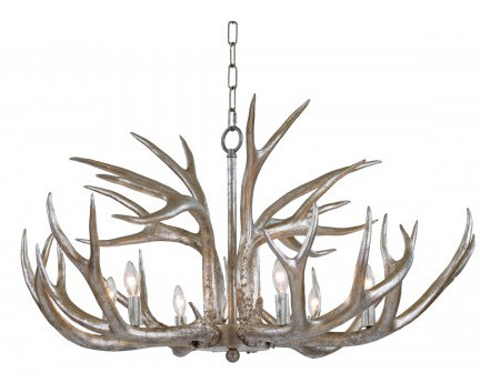 Silver Leaf Antler 6-Light Resin Chandelier