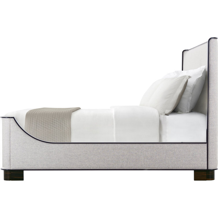 Amara Veneer and Mahogany Gray King Bed with Upholstered Headboard