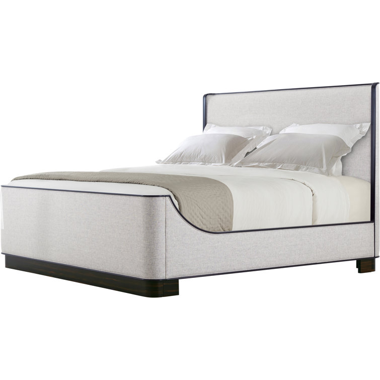 Amara Veneer and Mahogany Gray King Bed with Upholstered Headboard