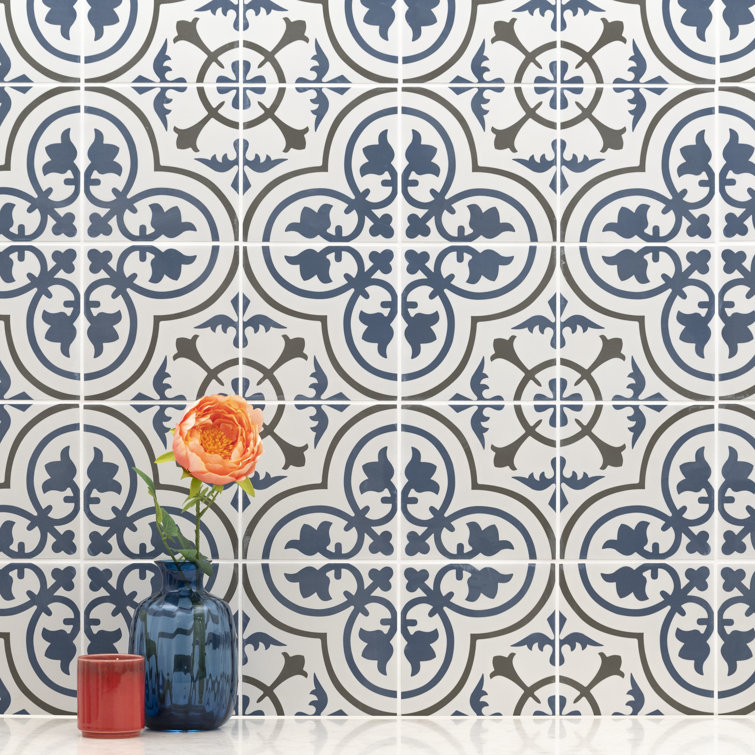 Zanzibar Blue and White Matte Porcelain Floor and Wall Tile