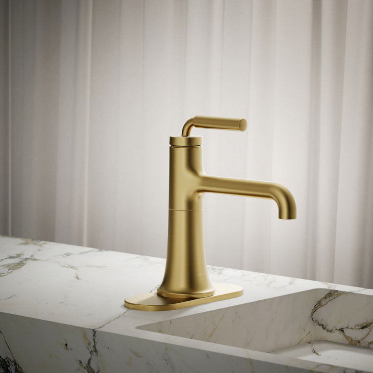 Gold Brass Single-Handle Bathroom Sink Faucet