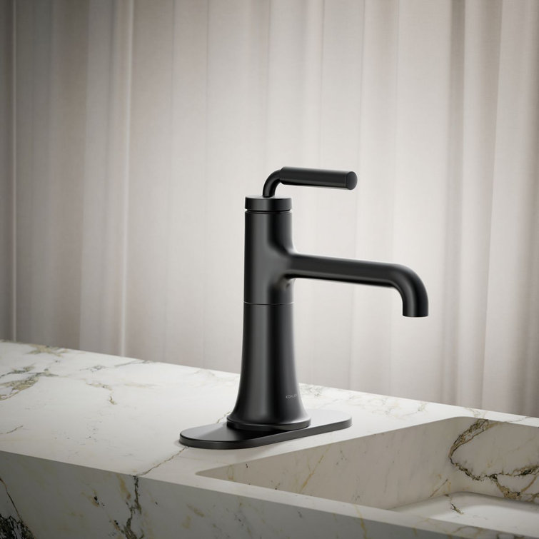 Matte Black Tone Single-Handle Monoblock Bathroom Faucet