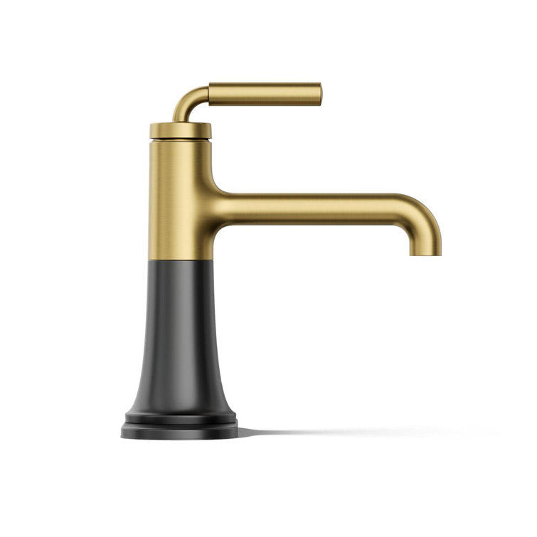 Matte Black and Moderne Brass Single-Handle Bathroom Faucet