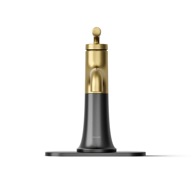Matte Black and Moderne Brass Single-Handle Bathroom Faucet