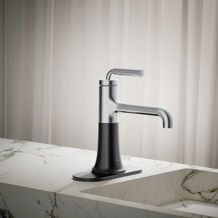 Tone Midcentury Modern Single-Handle Chrome & Matte Black Bathroom Faucet