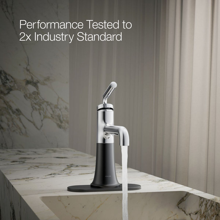 Tone Midcentury Modern Single-Handle Chrome & Matte Black Bathroom Faucet