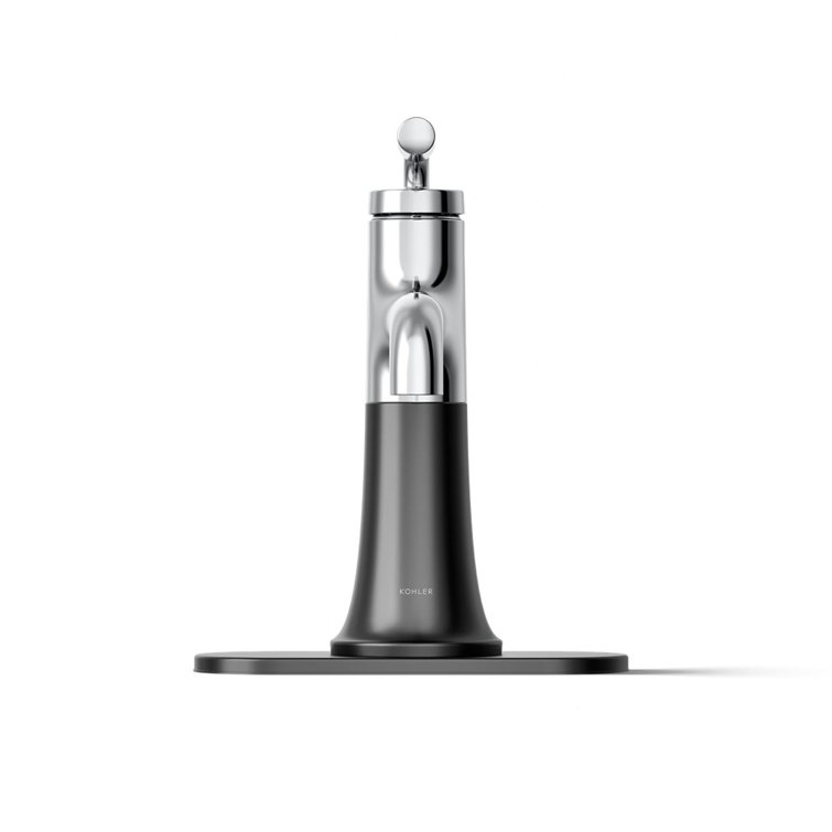 Polished Chrome and Matte Black Single-Handle Bathroom Faucet