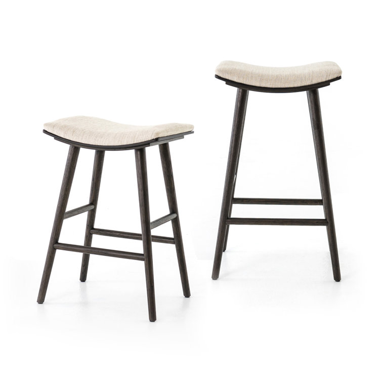 Essence Natural Saddle Style Wood Bar Stool in Black/Cream