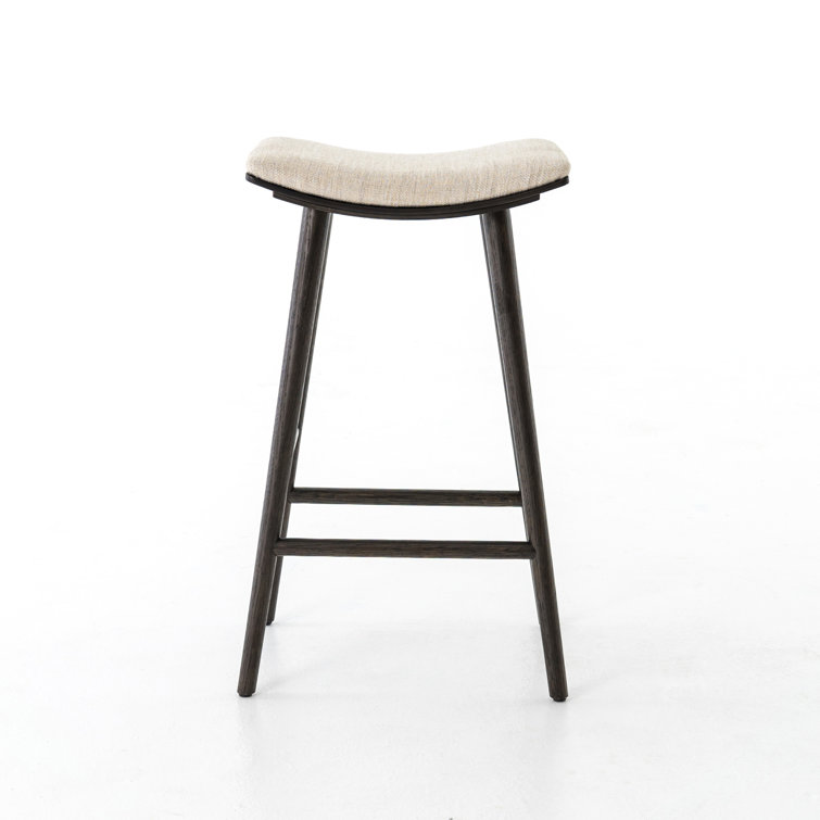 Essence Natural Saddle Style Wood Bar Stool in Black/Cream