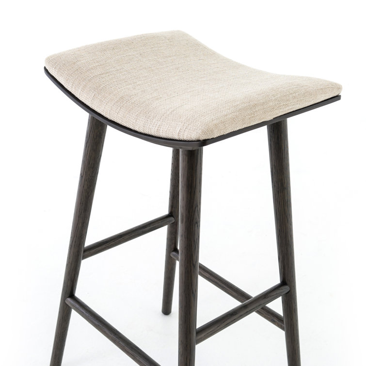 Essence Natural Saddle Style Wood Bar Stool in Black/Cream
