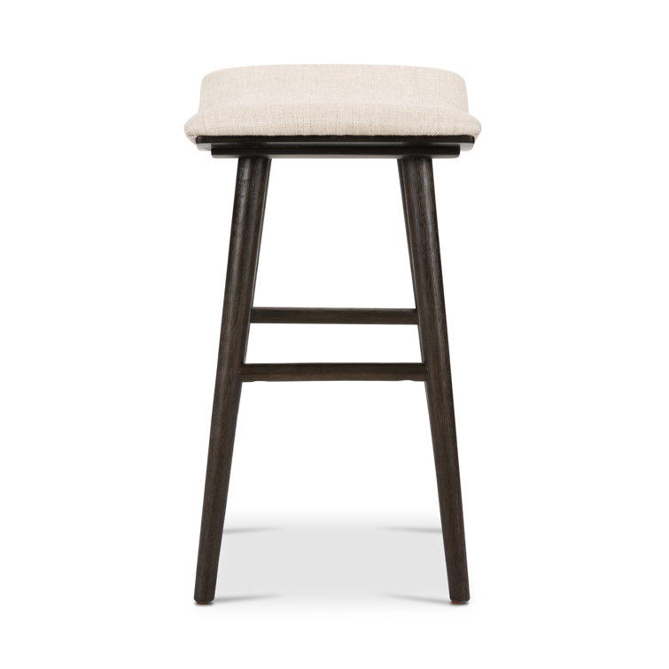 Essence Natural Saddle Style Wood Bar Stool in Black/Cream