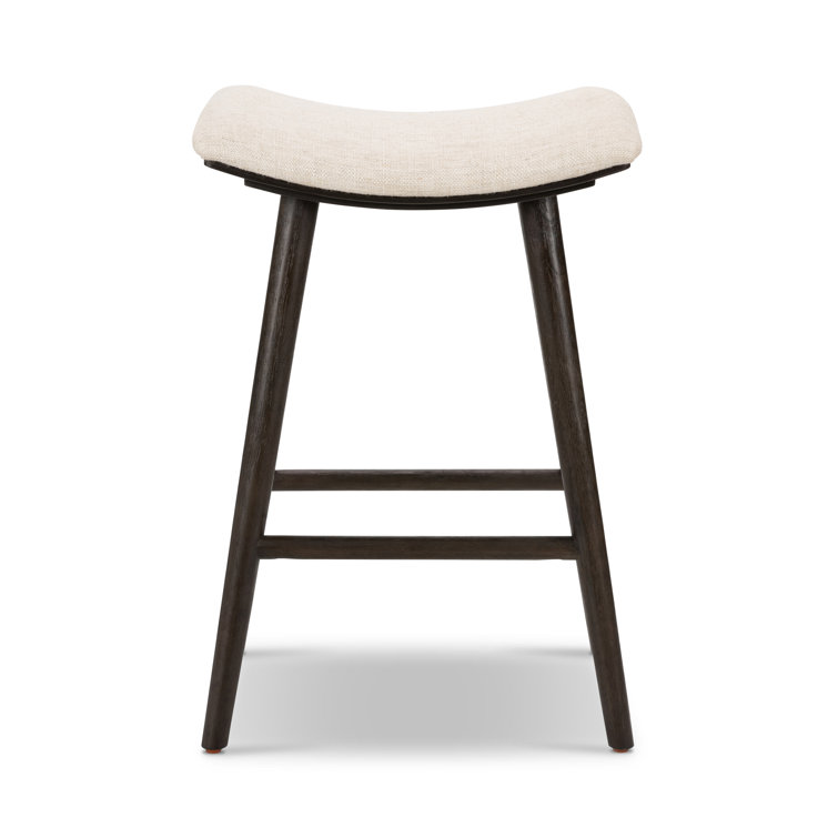 Essence Natural Saddle Style Wood Bar Stool in Black/Cream