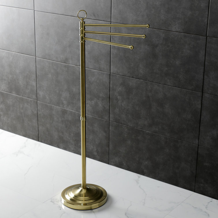 Brushed Brass Vintage Freestanding Triple Towel Rack