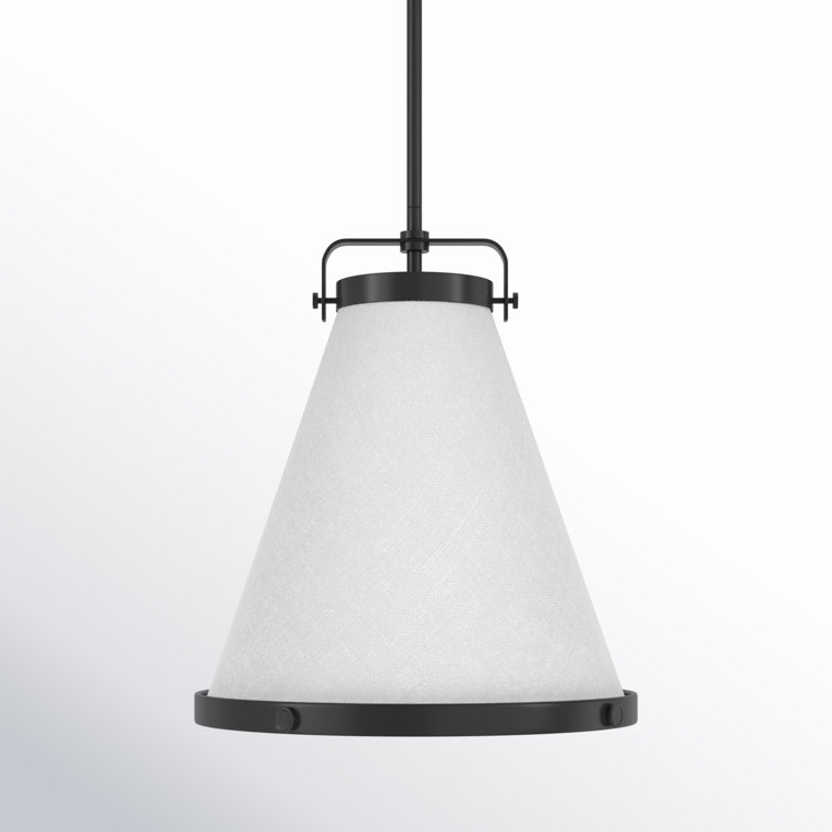 Black Transitional LED Pendant with Off-White Shade