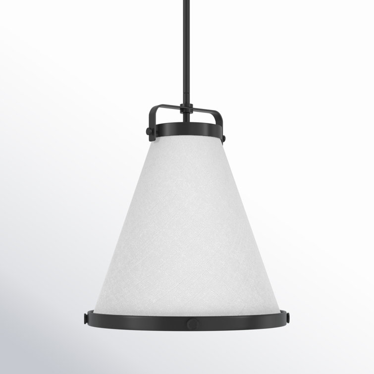 Black Transitional LED Pendant with Off-White Shade