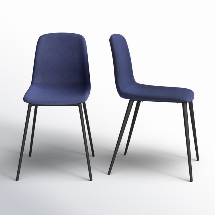 Sapphire Velvet Mid-Century Modern Side Chair with Metal Legs