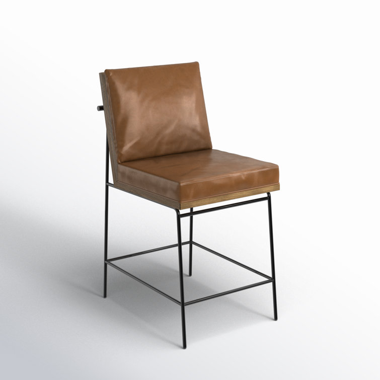 Savile Flax Cream Counter Stool with Black Iron Frame