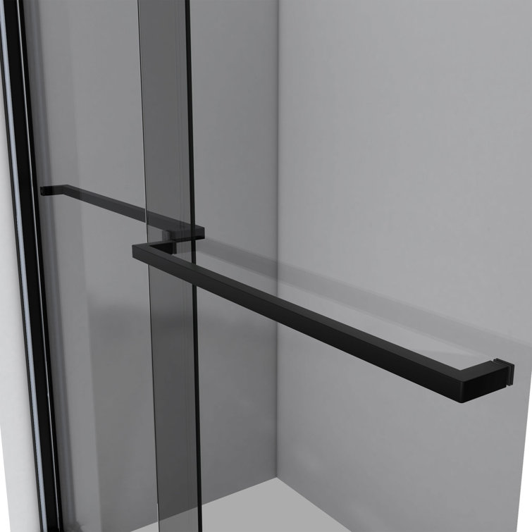 Sapphire Matte Black Semi-Frameless Sliding Shower Door with Smoke Gray Glass