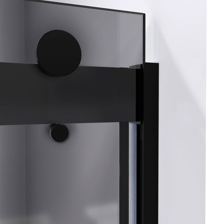 Sapphire Matte Black Semi-Frameless Sliding Shower Door with Smoke Gray Glass