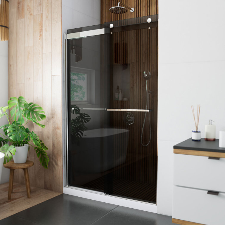 Sapphire Chrome Semi-Frameless Sliding Shower Door with Smoke Gray Glass