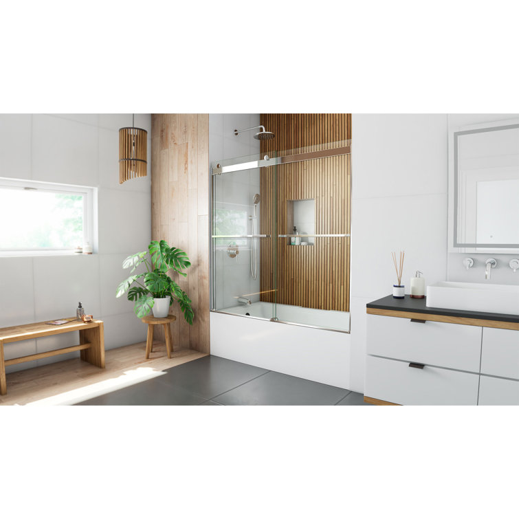 Sapphire 56-60 in. Brushed Nickel Semi-Frameless Sliding Tub Door
